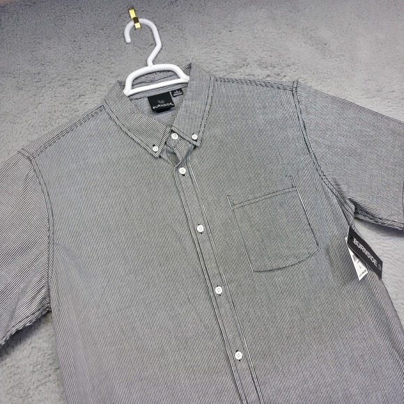 Burnside Shirt Mens L Black Hickory Striped Railroad Engineer Skate Punk Grunge‎ - Picture 1 of 14